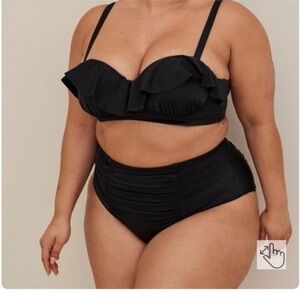 NWT Torrid Black Ruffle Push Up Bikini Top 3X DD